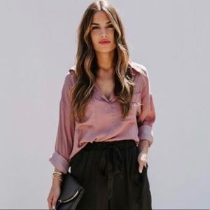 Vici Always Busy Satin Utility Blouse
